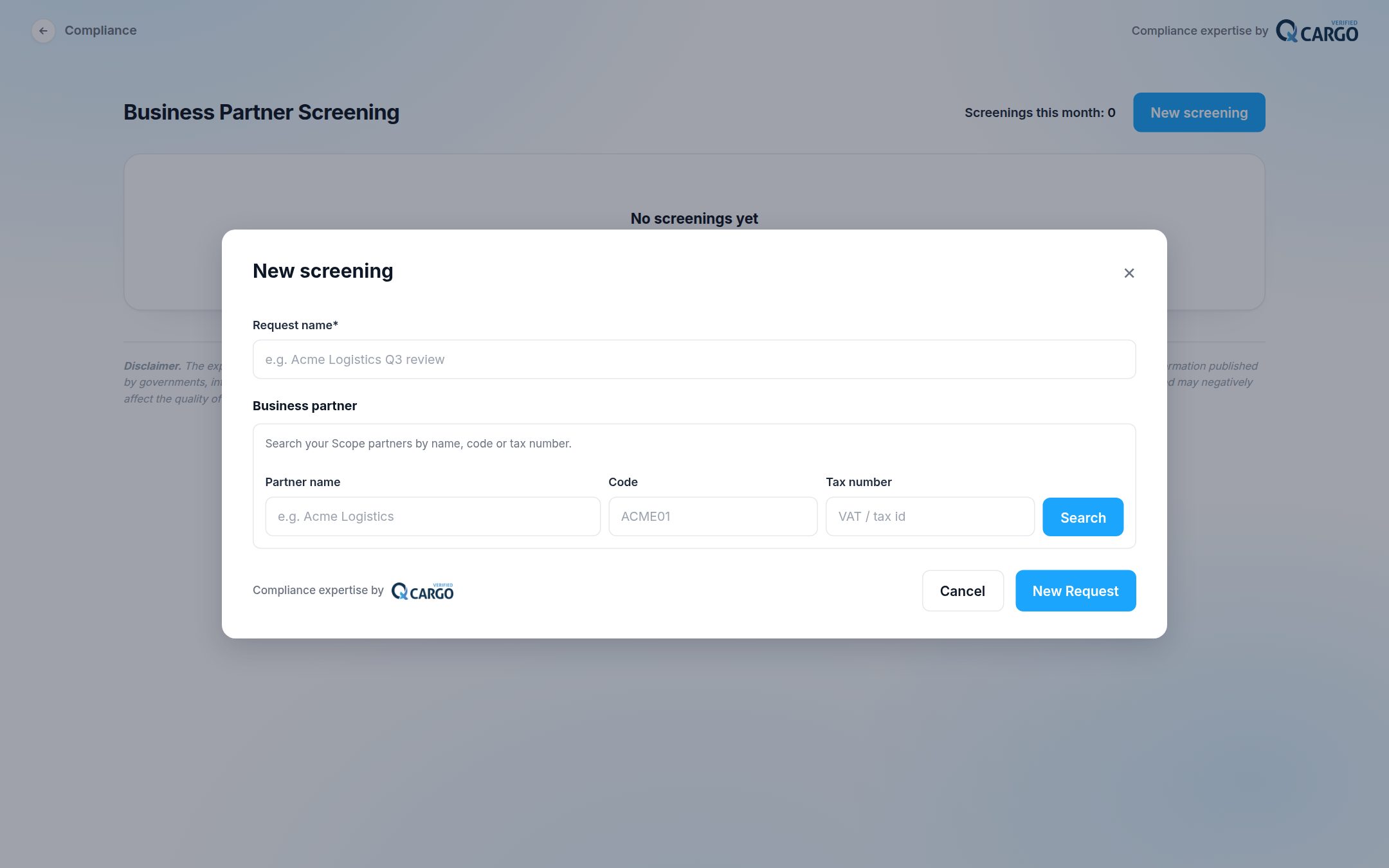 Business partner: Look up a partner from your Scope master data and screen it in one step.