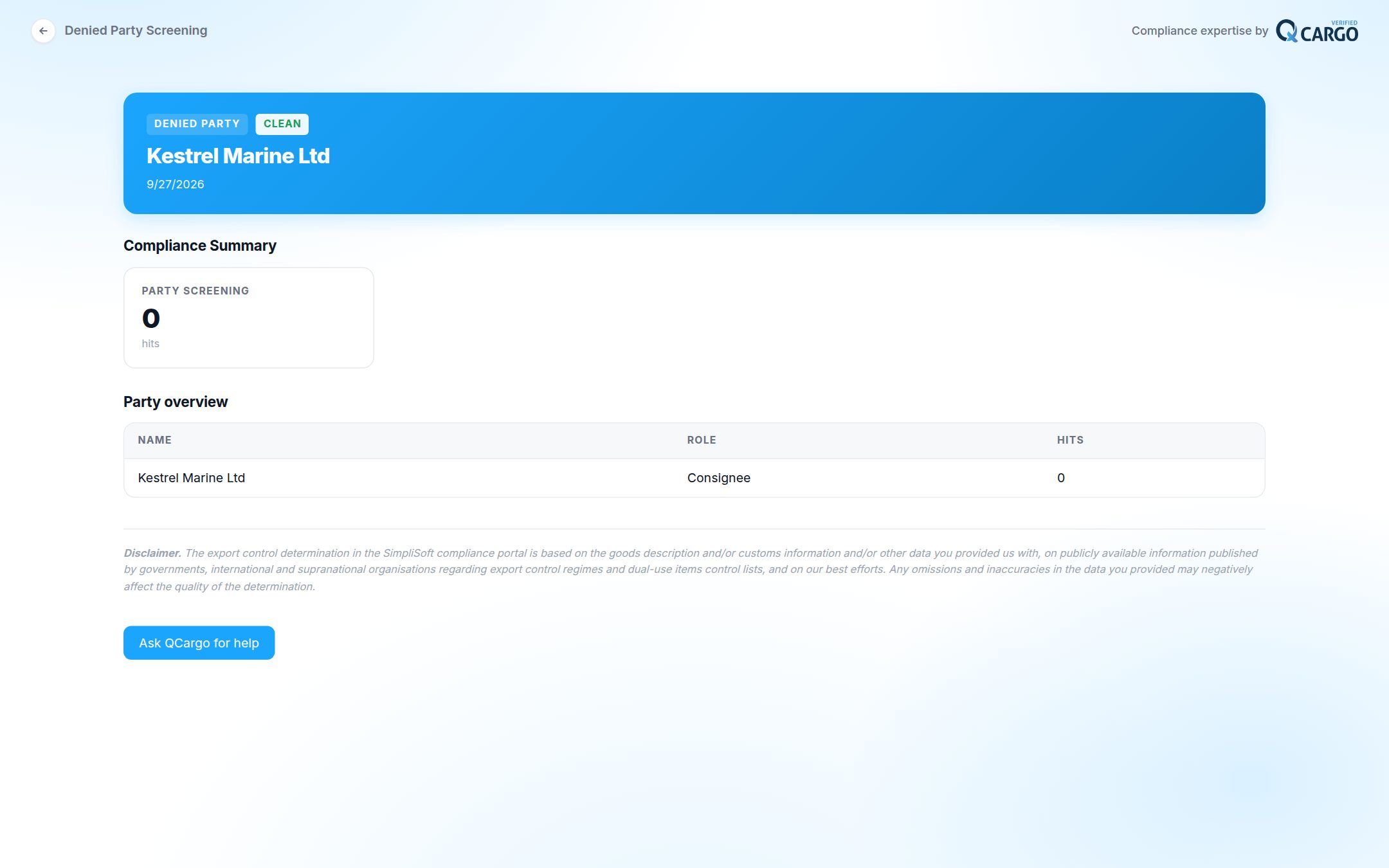 All clear: A clear result is recorded just the same, for the audit file.