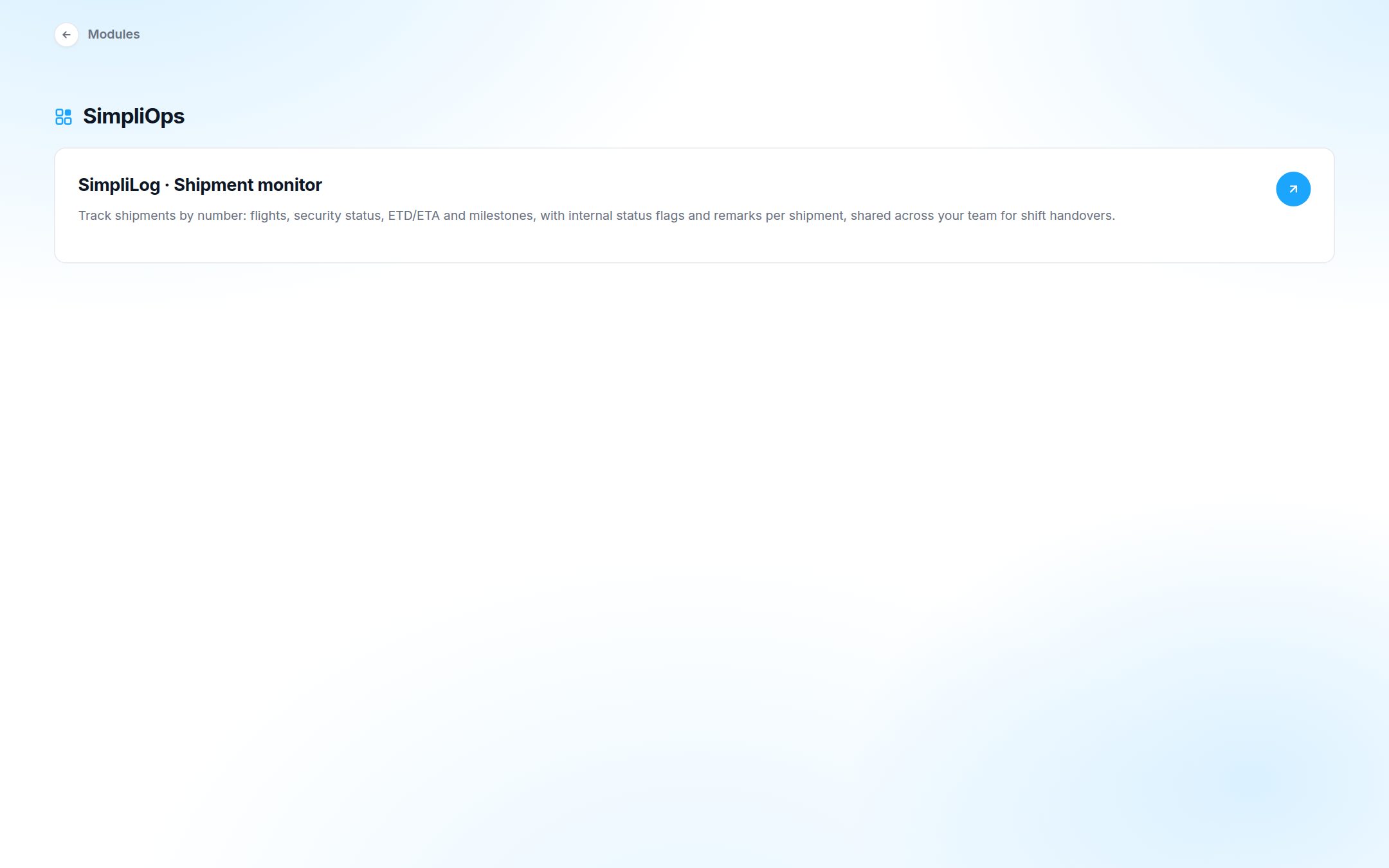 SimpliOps: The SimpliOps hub, where new operational tools appear as they go live.