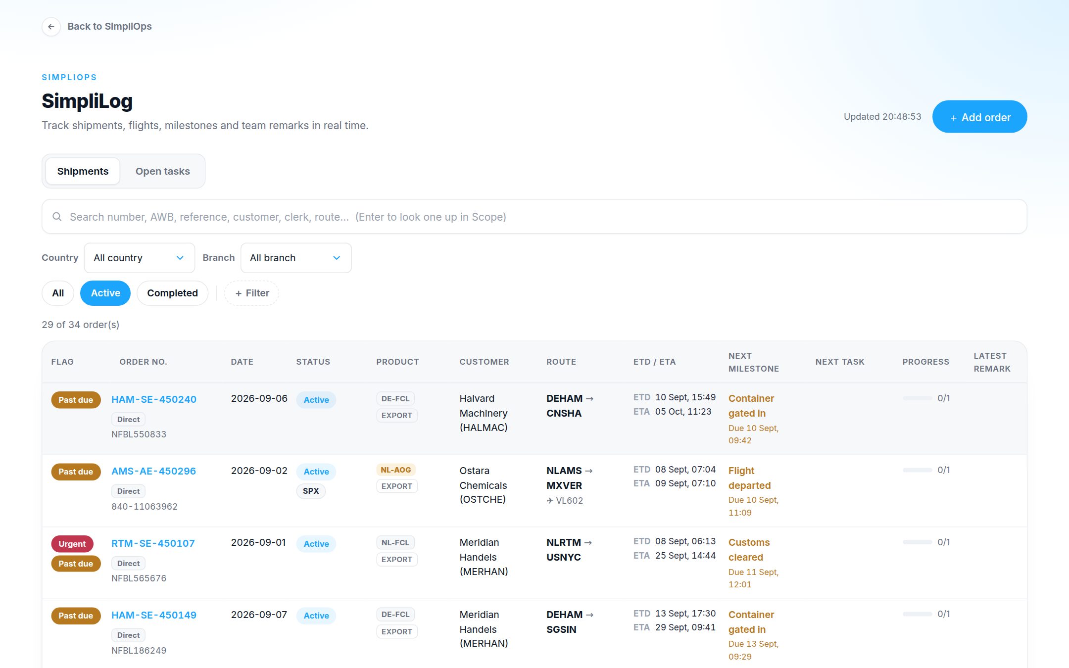 SimpliOps screen